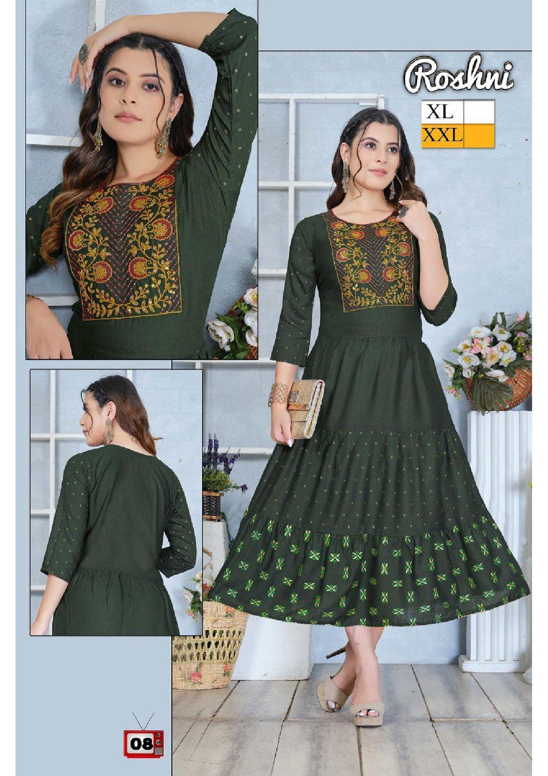 Golden Roshni  Printed Designer Wholesale Anarkali Kurti Catalog
